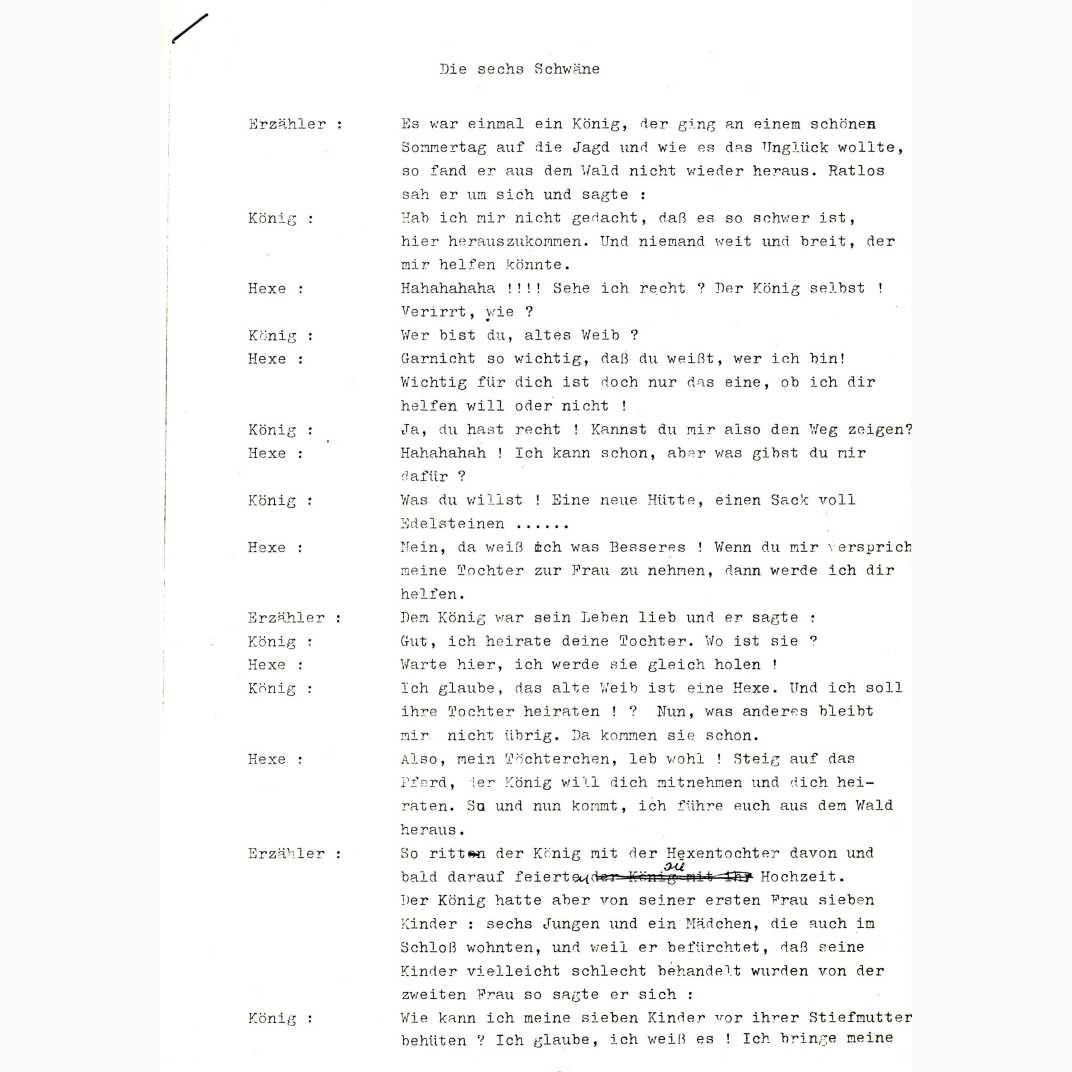 Manuskript: Die sechs Schwäne